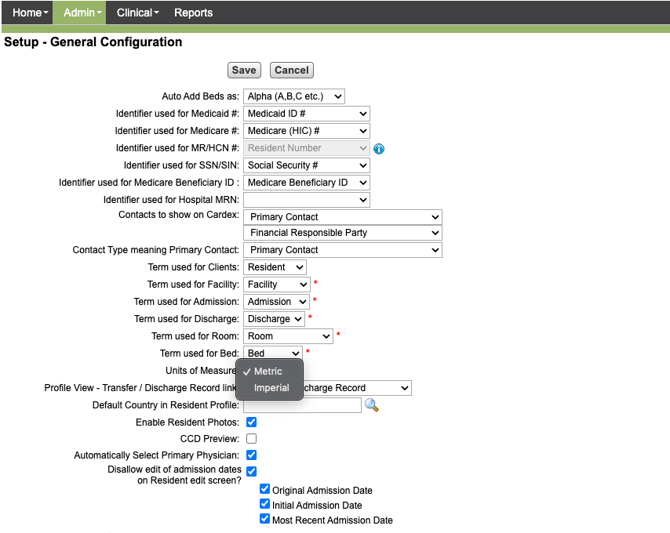 PCC - measurements change metric imperial