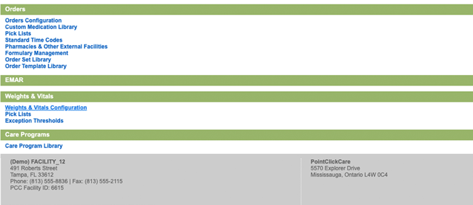 PCC blood pressure weight & vitals config