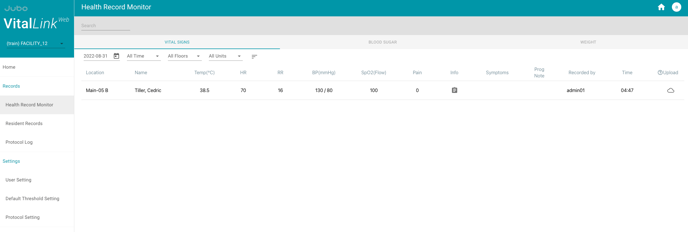 Web - health record monitor